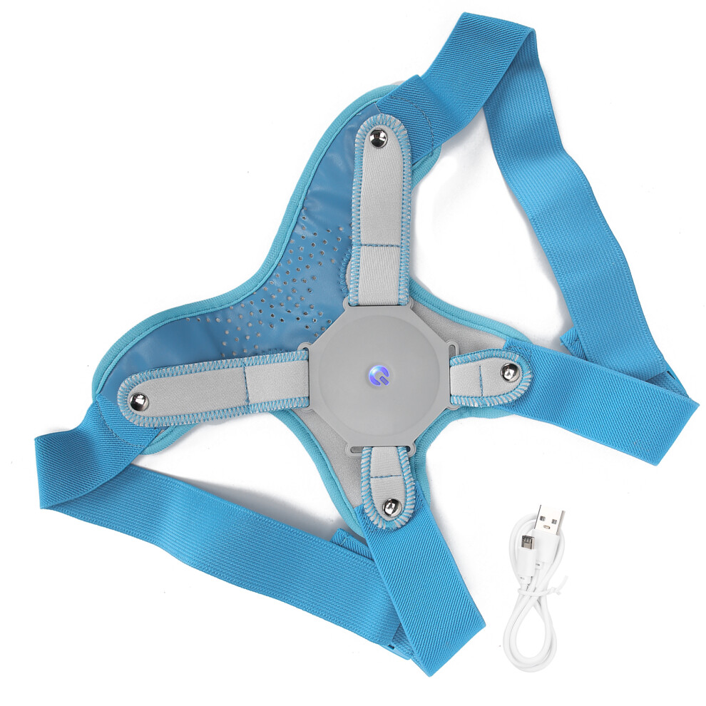 Blue Posture Corrector With Sensor Vibration Reminder, Sbr+Pu, 500Mah