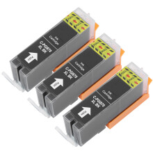 3Pcs Black Ink Cartridges for PIXMA MG5780/TS6080, 25ml, 9x3.5x2.2cm