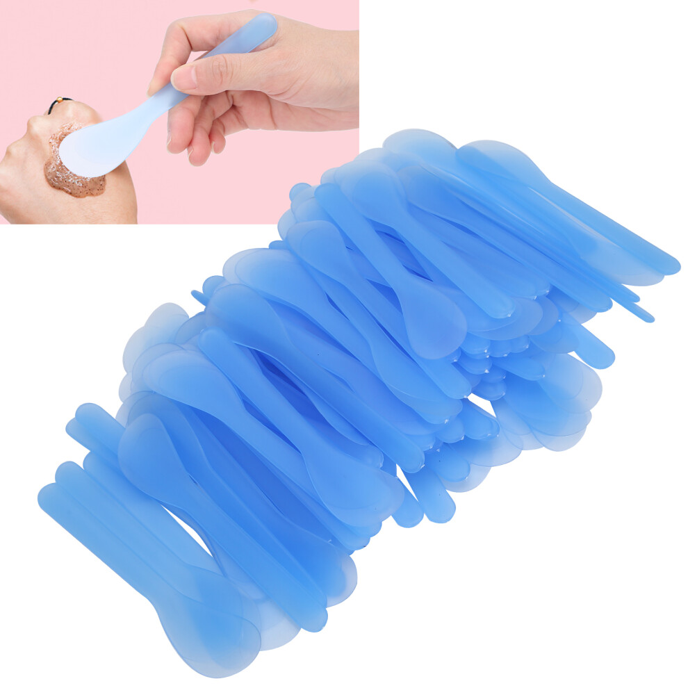 Blue 100Pcs Plastic Facial Mask Spatulas For Diy Cosmetic Application