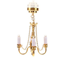 1:12 Dollhouse  4 Arm Ceiling Lamp Chandelier LED Lamp Wall Light Model Home Decor Dollhouse Decoration