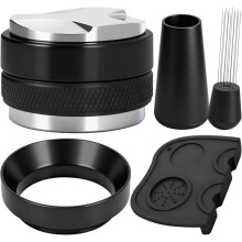 4-Teiliges 51-mm-Kaffeetamper-Set, Espresso-Zubehörset mit Kaffeeverteiler, Tamper-Nivellierer, WDT-Werkzeug und Tampermatte