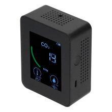 Digitaler USB-Luftqualitätssensor, CO₂, Temperatur, Luftfeuchtigkeit, TVOC, 8,9 cm, schwarz