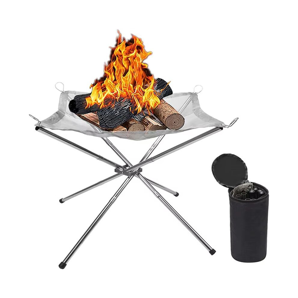Portable Bonfire Campfire Fire Pit Collapsing Stainless Steel Mesh Fireplace Foldable Camping Fire Pit Camping Gear 6032856648345