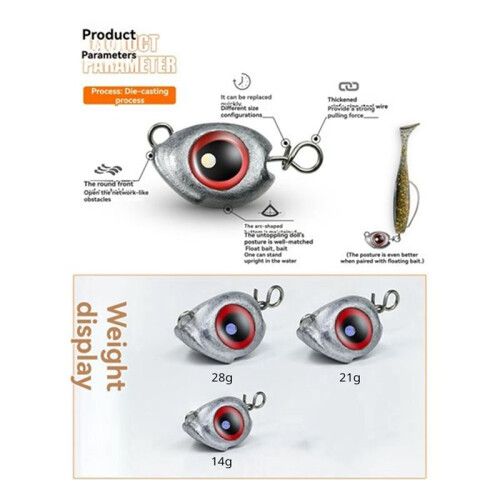 5pcs Swing Jig  Sinker Weights for Soft Lure Fishing Easy Hook Combo Aggravated Design 28g