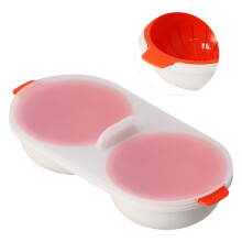 Microwave Egg Cooker Food Grade PP Removable Drain Basket Red