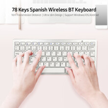 78 Keys Spanish Wireless Bluetooth Keyboard, Ultra-Slim, Silver