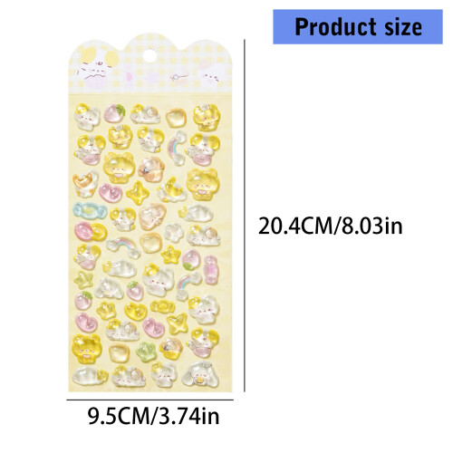 Cartoon Animal Embossed Sticker Educational-Energetic Bear 1