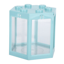 Small Blue Hex Fish Tank - 12x10.5x11cm Plastic Aquarium, Desktop Decor