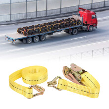 Adjustable Cargo Strap with Steel Hooks 3 m Yellow Ratchet TieDown Belt