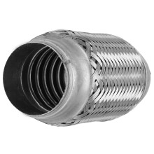Stainless Steel Double Braided Exhaust Flex Pipe 50x155mm Silver