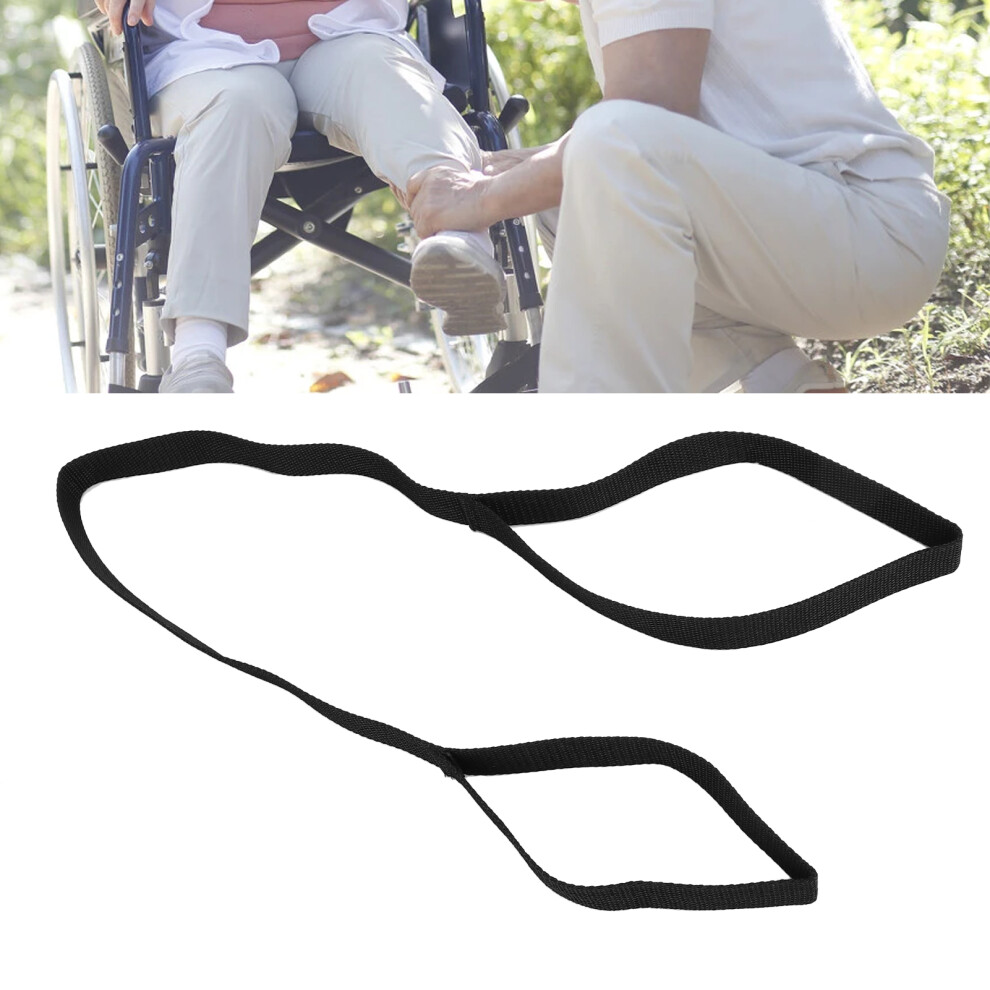 Black Leg Lifter Assist Strap With Foot Loop & Hand Grip, Soft Recovery Band