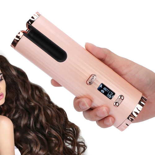 USB Wireless Automatic Hair Curler 34W, 5000mAh, Pink Ceramic