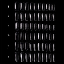 100PCS Clear Acrylic Fake Nails Tips, Coffin Shape, 10 Sizes