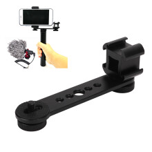 Dreifach-Kameraschuh-Adapter aus Aluminiumlegierung für DSLR-Kamera Mikrofon Schwarz