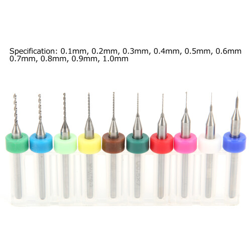 10Pcs PCB Drill Bit Set 0.1-1.0mm Tungsten Steel Straight Handle 2