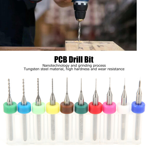 10Pcs PCB Drill Bits Set, Tungsten Steel, 0.1-1.0mm 2