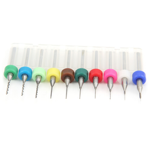 10Pcs PCB Drill Bits Set, Tungsten Steel, 0.1-1.0mm