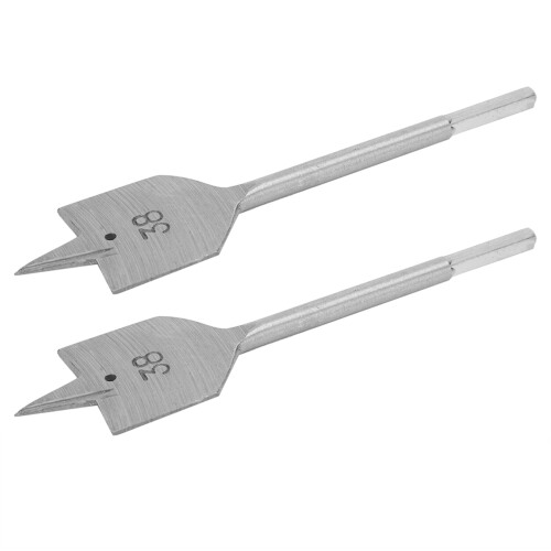 2Pcs Wood Drilling Flat Spade Bits High Carbon Steel 38mm for Carpentry Tasks