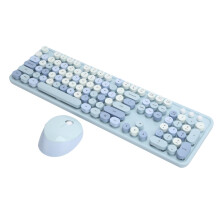 Wireless Ergonomic Keyboard Mouse Combo USB, 104 Keys, Blue