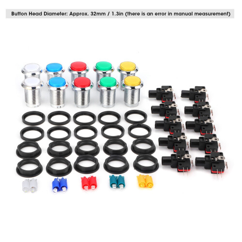 32mm Small Round SilverPlated Arcade Button Switch for Game Console Control 2