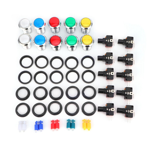 32mm Small Round SilverPlated Arcade Button Switch for Game Console Control