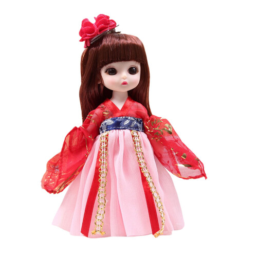 Boneca Hanfu com vestido de seda vintage de 17 cm (6,7 polegadas) e articulações móveis. 1