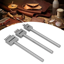 3Pcs Leather Perforated Tool Kit, Silver Carbon Steel, 5mm Durable