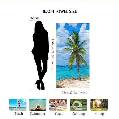 Beach Towel Oversized Quick Dry Blue Sky 70x40 Inch 2
