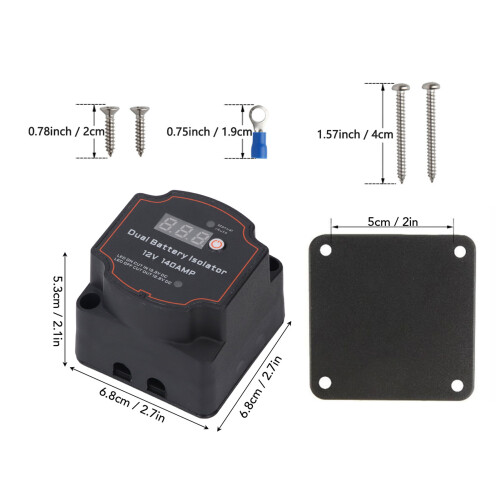 Dual Battery Isolator DC12V 140A Waterproof IP68 with Digital Voltmeter 1