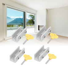 4 Sets Aluminum Window Door Frame Locks with Keys for Sliding Windows Doors