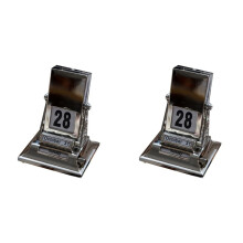 2X Scandinavian Simple Desktop Supplies Rotating Calendar High-Grade Metal Desk Calendar Calendar Decorations for Gifts