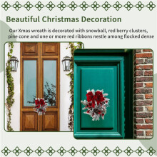 The Cordless Red and White Holiday Trim Christmas Wreaths Decoration for Front Door Wall Hanging Christmas Garland