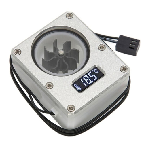 2X PC Water Cooling Flow Meter Indicator 12V Small 3pin Interface G1/4 Thread Pom Rustproof Computer Flow Meter Silver 1