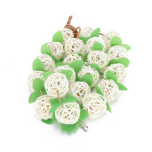 Pet Parrots Biting Toy - Rattan Ball & Cowhide Rope, Cage Decor L