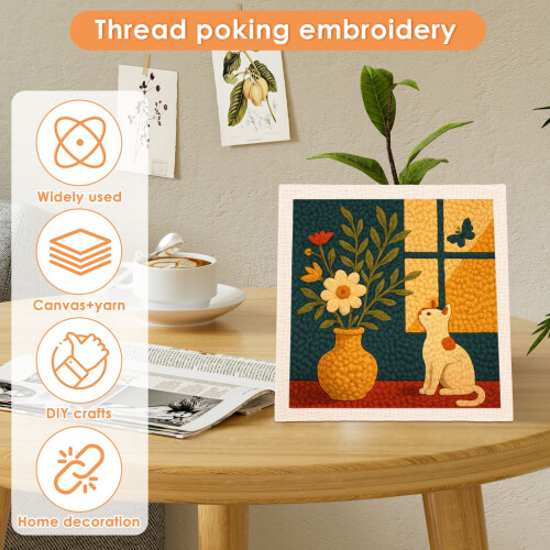Punch Needle Embroidery Kit with Frame 9.84 x 9.84 Inch for 2