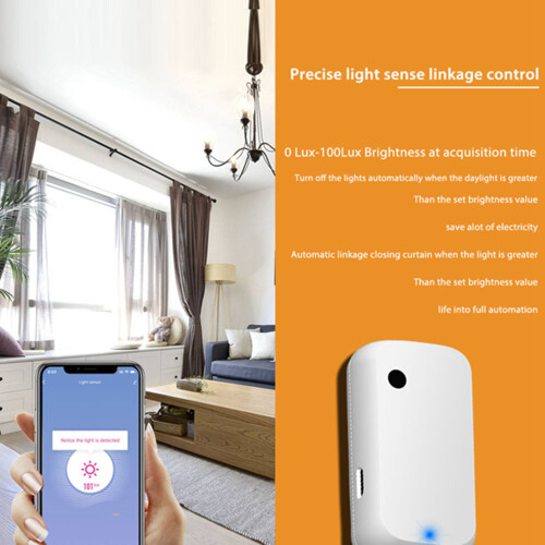 Tuya WiFi Light Sensor Intelligent Home Illumination Sensor Linkage Control Brightness Sensor Work with Tuya Device Compatible with Alexa  Home 2