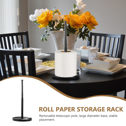 Practical Black Roll Paper Holder for Kitchen and Bathroom Easy Storage and Use 1