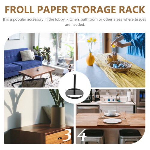 Practical Black Roll Paper Holder for Kitchen and Bathroom Easy Storage and Use 2