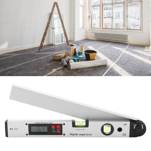 400mm Digital Angle Finder Folding Ruler Aluminum Alloy Silver 2