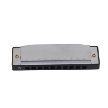 10-Loch-Harmonikag Harmonikagang G, 20 Töne, Silber, mit Tasche und Tuch, Musikinstrument