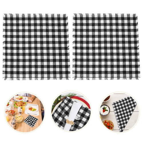 Cotton Plaid Napkins Black and White 4 Pcs 2