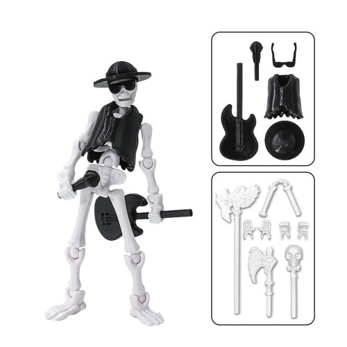 Movable Skeleton Doll Toy with 4 Weapons 1