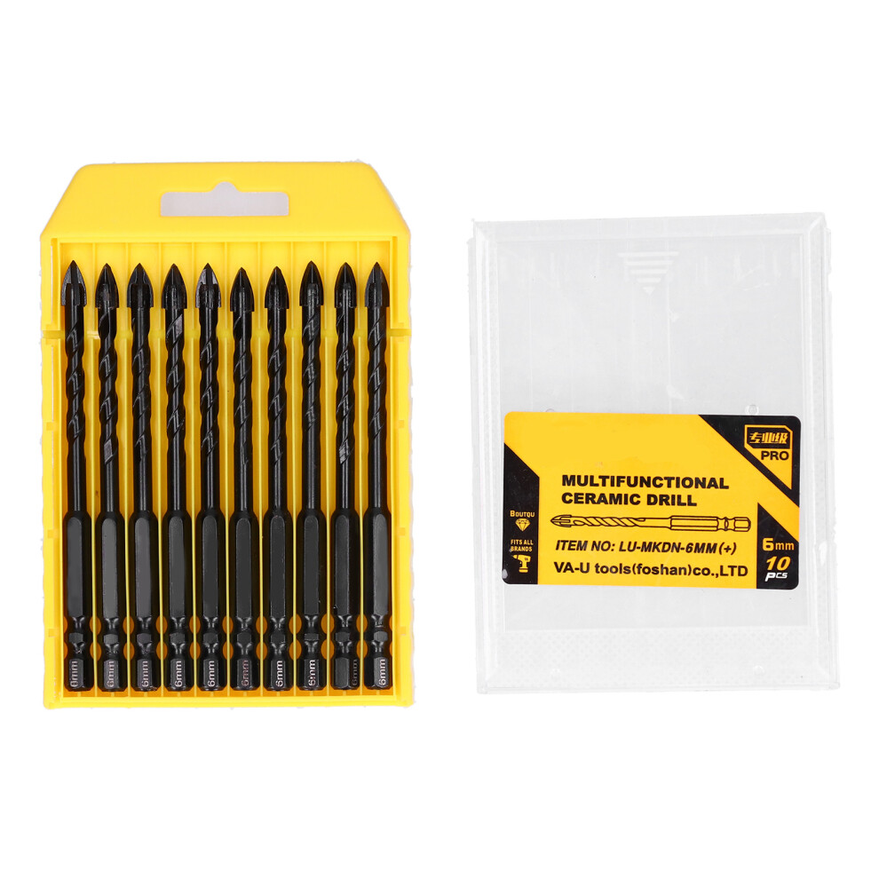 10Pcs Black Crossedangle Spearhead Hex Concrete Drill Bits 98Mm 7901391570659