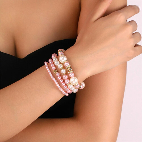 Baroque Pearl Stretch Bracelet with Silver Bow Charm 1