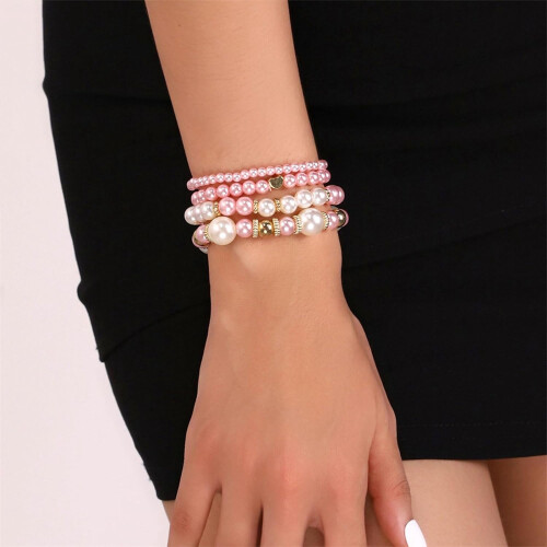 Baroque Pearl Stretch Bracelet with Silver Bow Charm 2