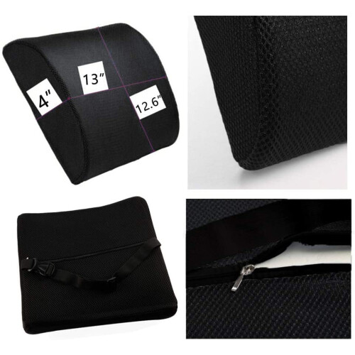 TIFOR Rectangular Memory Foam Back Support Cushion for Office Desk Chair, Black,citrus squeezer hand press 1