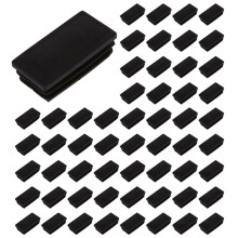 Plastic Rectangle Tube Inserts End Blanking Cap 25x50mm 200 Pcs Black