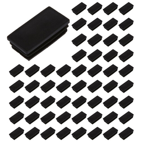 Plastic Rectangle Tube Inserts End Blanking Cap 25x50mm 200 Pcs Black