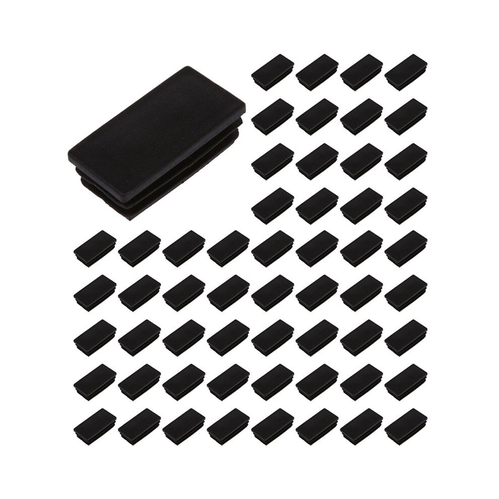 Plastic Rectangle Tube Inserts End Blanking Cap 25X50mm 200 Pcs Black 6031982856648