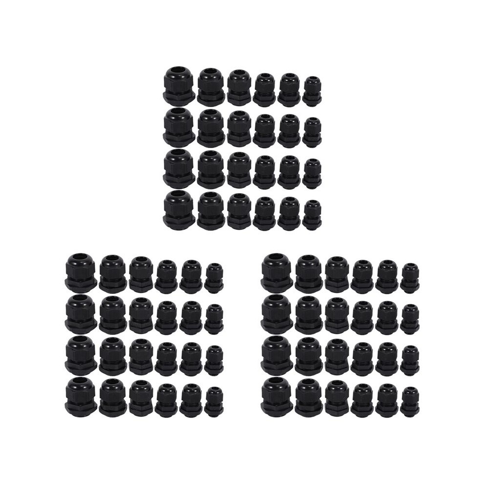 72 Pcs Plastic Waterproof Adjustable 3.5 - 13Mm Cable Gland Joints, Pg7, Pg9, Pg11, Pg13.5, Pg16, Pack Of 24 4714192380371